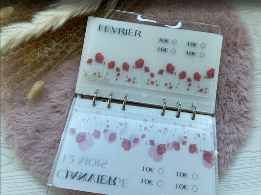 Challenge 12 mois Coquelicots | Défi épargne budget annuel plastifié A6