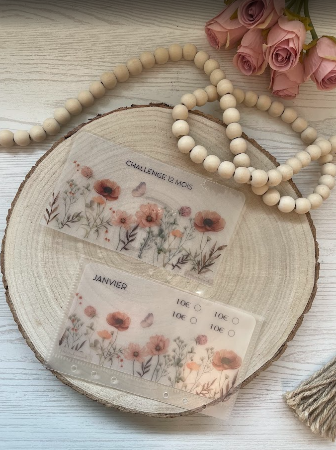 Challenge Collection Élodie – Style Classique en 12 mois | Défi épargne budget annuel plastifié A6