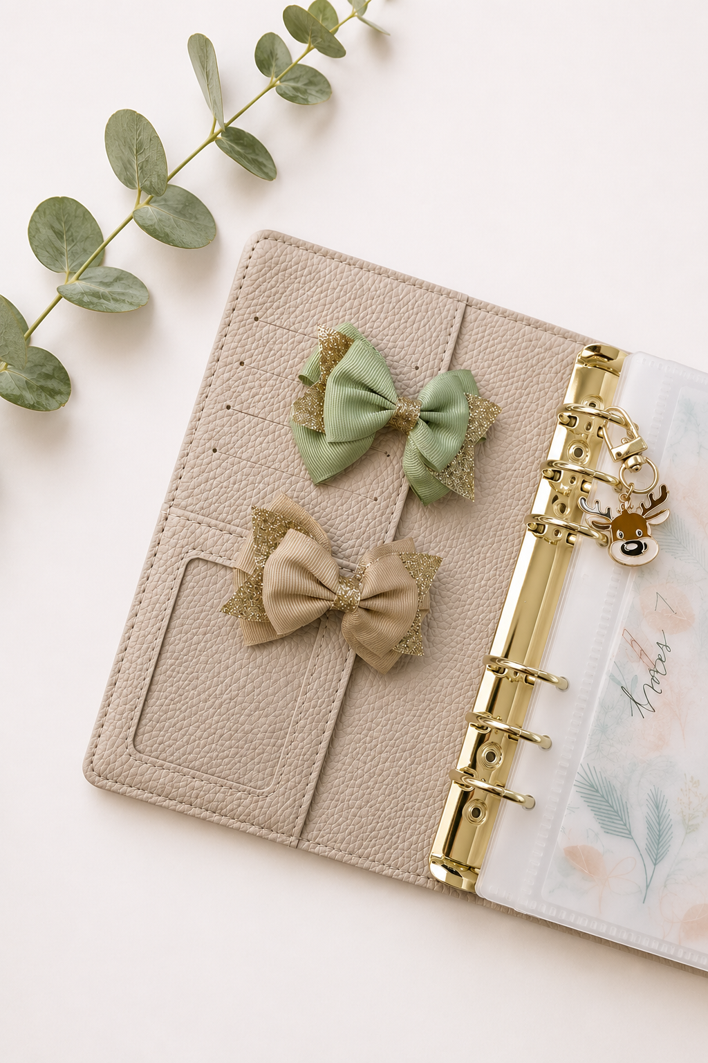 Décoration classeur budget – Nœud pailleté en tissu (5 couleurs) – Accessoire planner et organisation