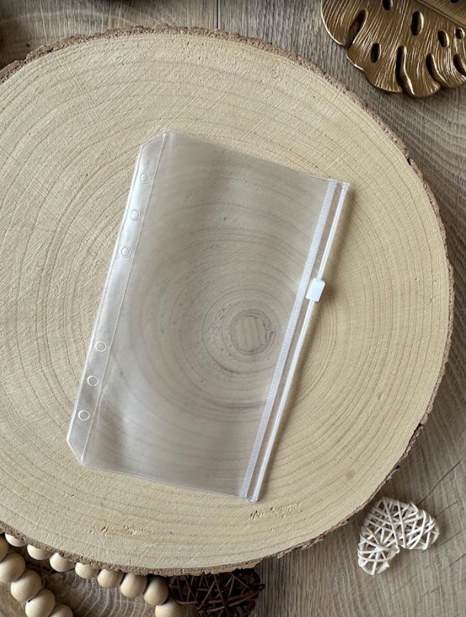 Enveloppe budget A6 transparente avec zip – 6 trous