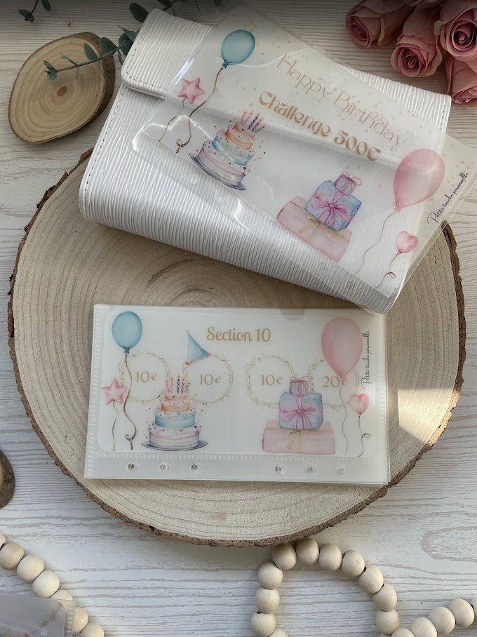 Challenge Happy Birthday 🎂 – Défi épargne budget annuel plastifié A6