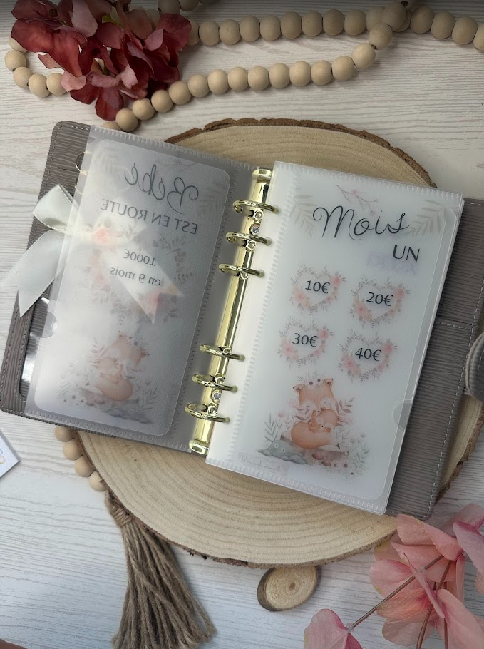 Défi Bébé est en route – Épargne 1000€ en 9 mois – Tracker transparent plastifié