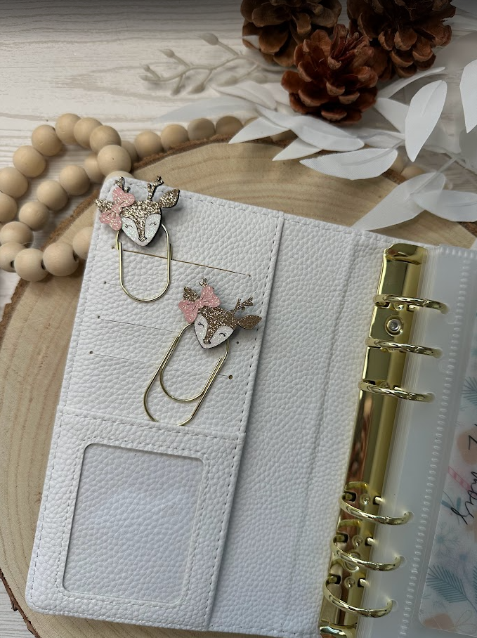 Trombone décoratif biche pailletée – Grand format – Accessoire classeur, planner et papeterie