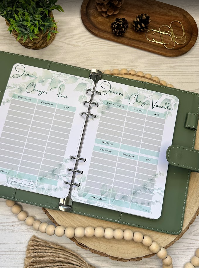 Budget Planner annuel A5 – Collection Eucalyptus