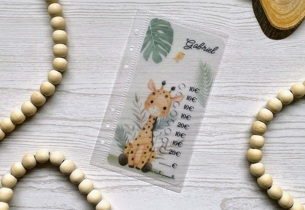 Petits trésors à chérir – Tracker épargne enfant personnalisé – A6 – 4 modèles doux