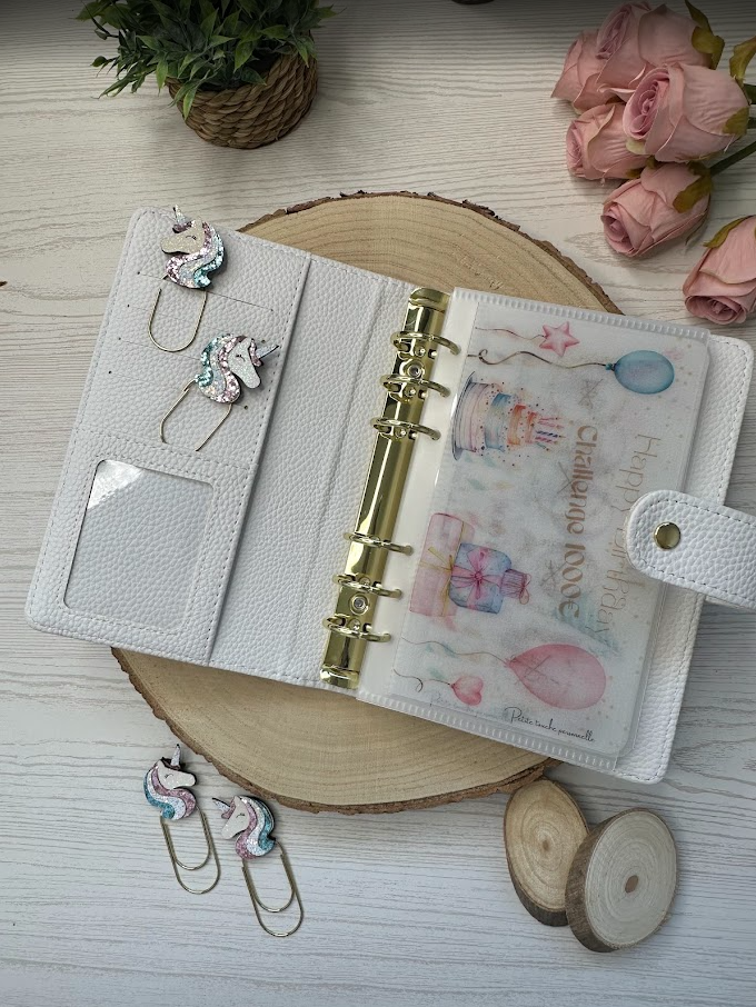 Trombone fantaisie licorne pailletée grand format – Accessoire décoratif pour classeur budget, agenda ou papeterie