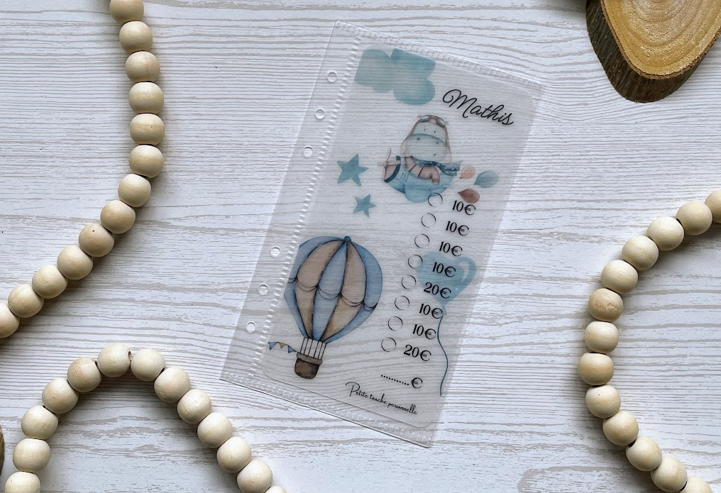 Petits trésors à chérir – Tracker épargne enfant personnalisé – A6 – 4 modèles doux