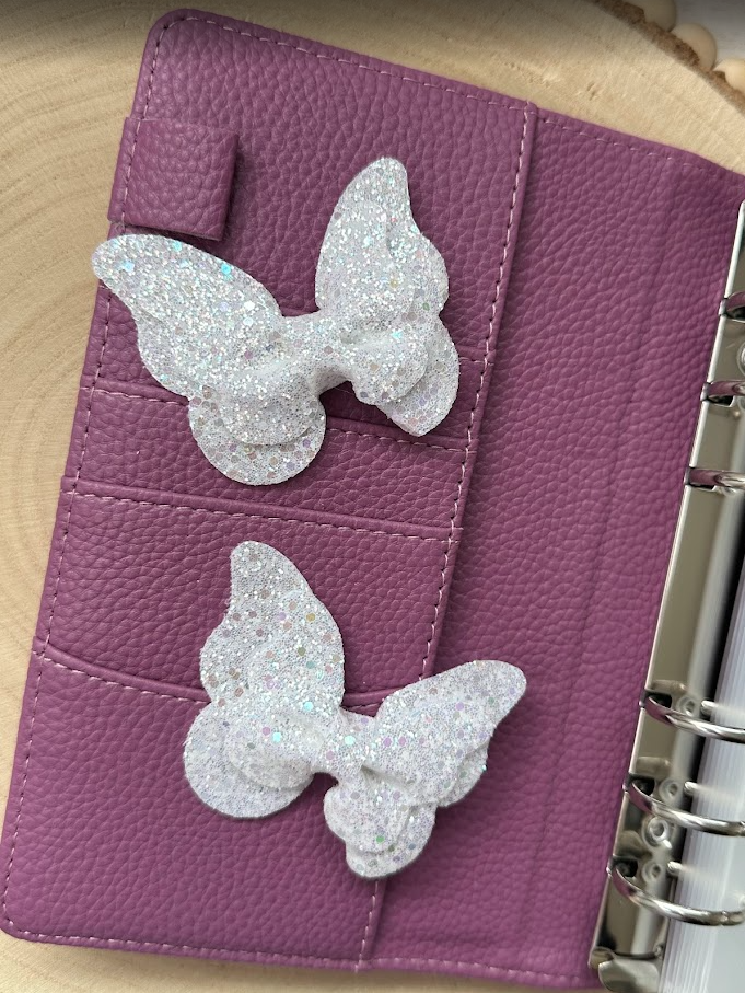 Décoration classeur budget – Papillon pailleté (15 couleurs) – Accessoire planner, agenda et organisation