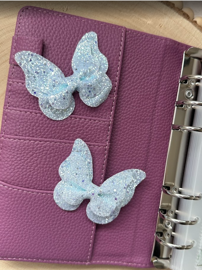 Décoration classeur budget – Papillon pailleté (15 couleurs) – Accessoire planner, agenda et organisation