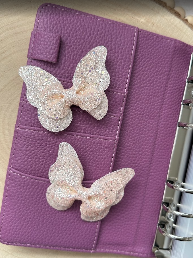 Décoration classeur budget – Papillon pailleté (15 couleurs) – Accessoire planner, agenda et organisation