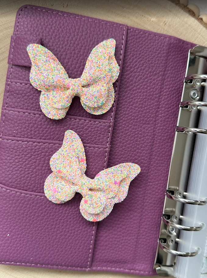Décoration classeur budget – Papillon pailleté (15 couleurs) – Accessoire planner, agenda et organisation