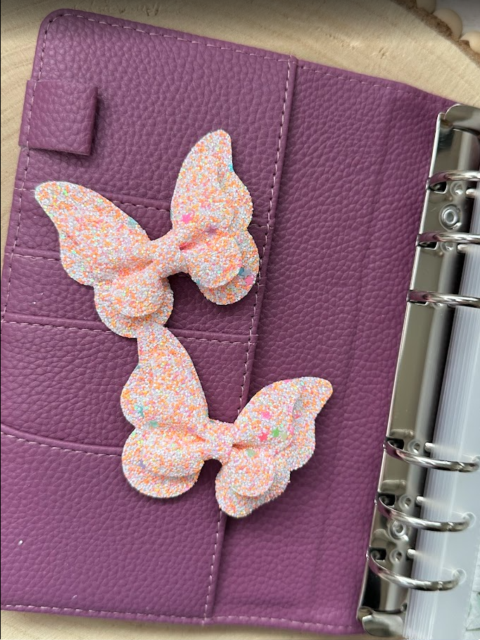 Décoration classeur budget – Papillon pailleté (15 couleurs) – Accessoire planner, agenda et organisation