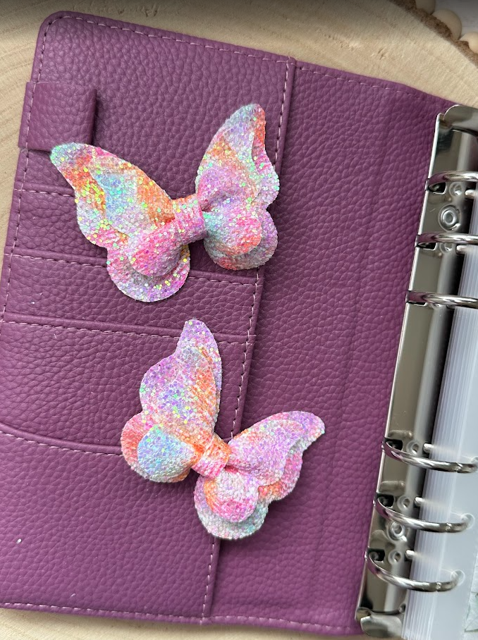Décoration classeur budget – Papillon pailleté (15 couleurs) – Accessoire planner, agenda et organisation