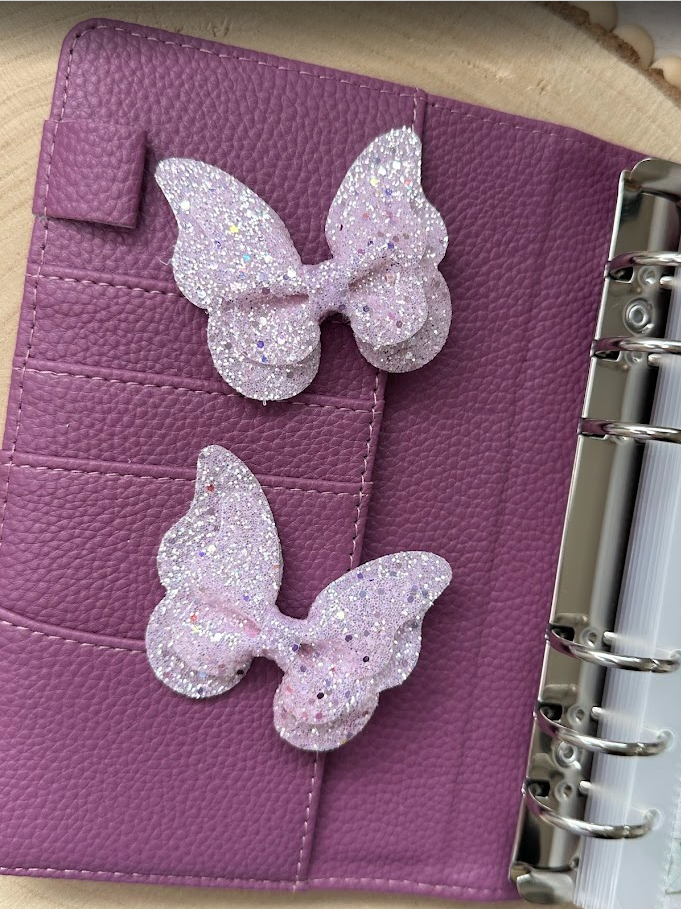 Décoration classeur budget – Papillon pailleté (15 couleurs) – Accessoire planner, agenda et organisation