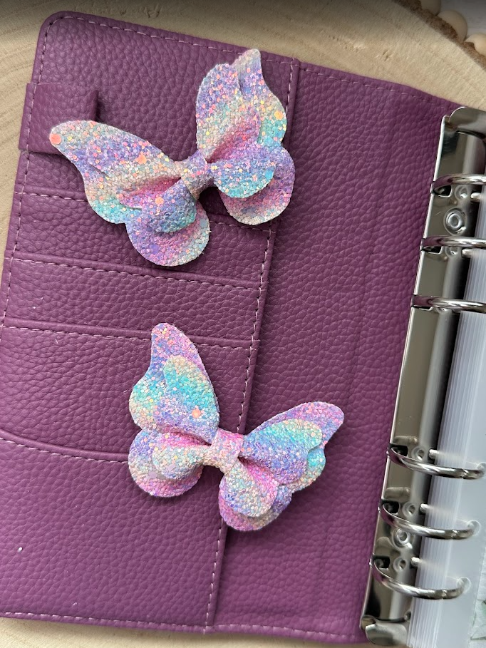 Décoration classeur budget – Papillon pailleté (15 couleurs) – Accessoire planner, agenda et organisation