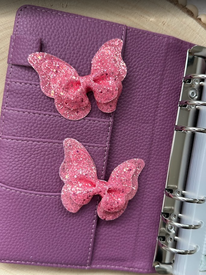 Décoration classeur budget – Papillon pailleté (15 couleurs) – Accessoire planner, agenda et organisation