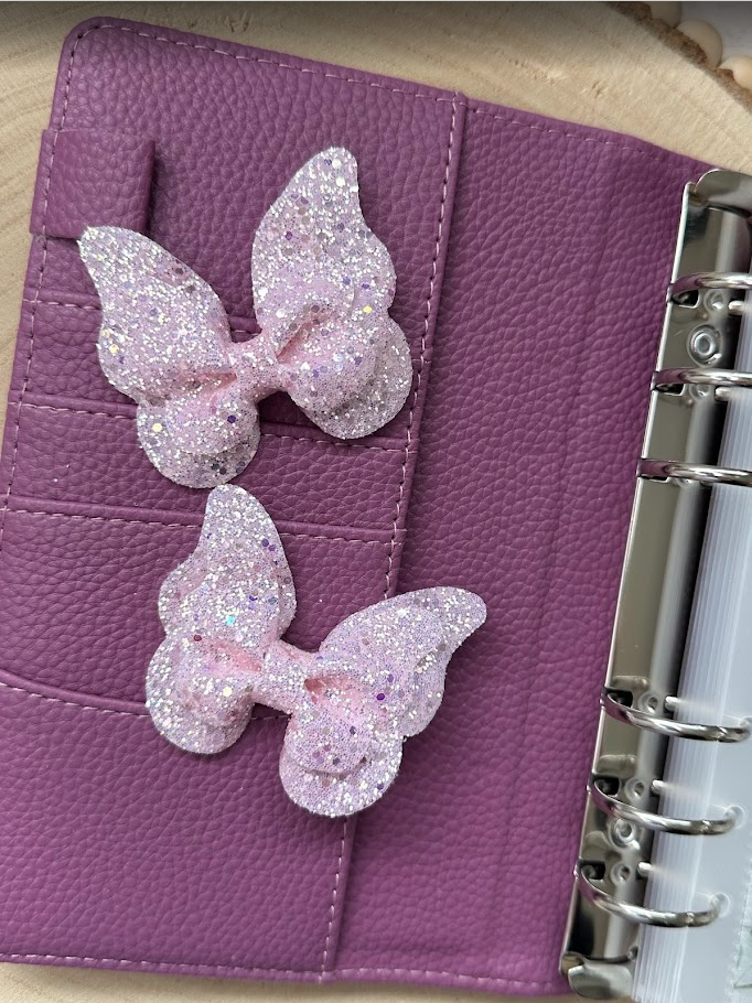 Décoration classeur budget – Papillon pailleté (15 couleurs) – Accessoire planner, agenda et organisation