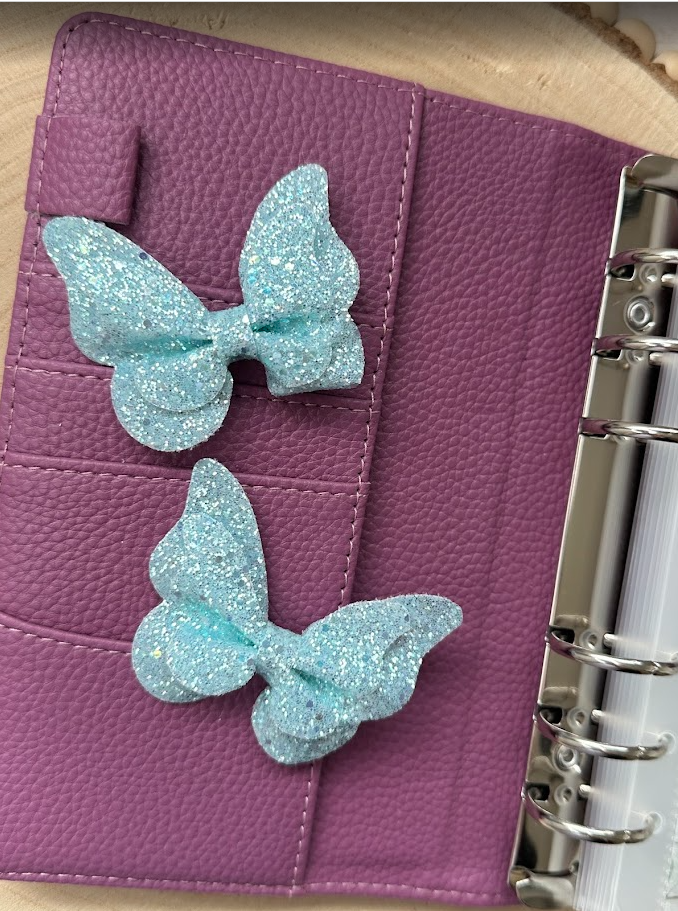 Décoration classeur budget – Papillon pailleté (15 couleurs) – Accessoire planner, agenda et organisation
