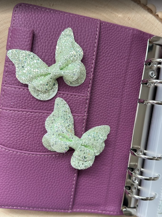 Décoration classeur budget – Papillon pailleté (15 couleurs) – Accessoire planner, agenda et organisation