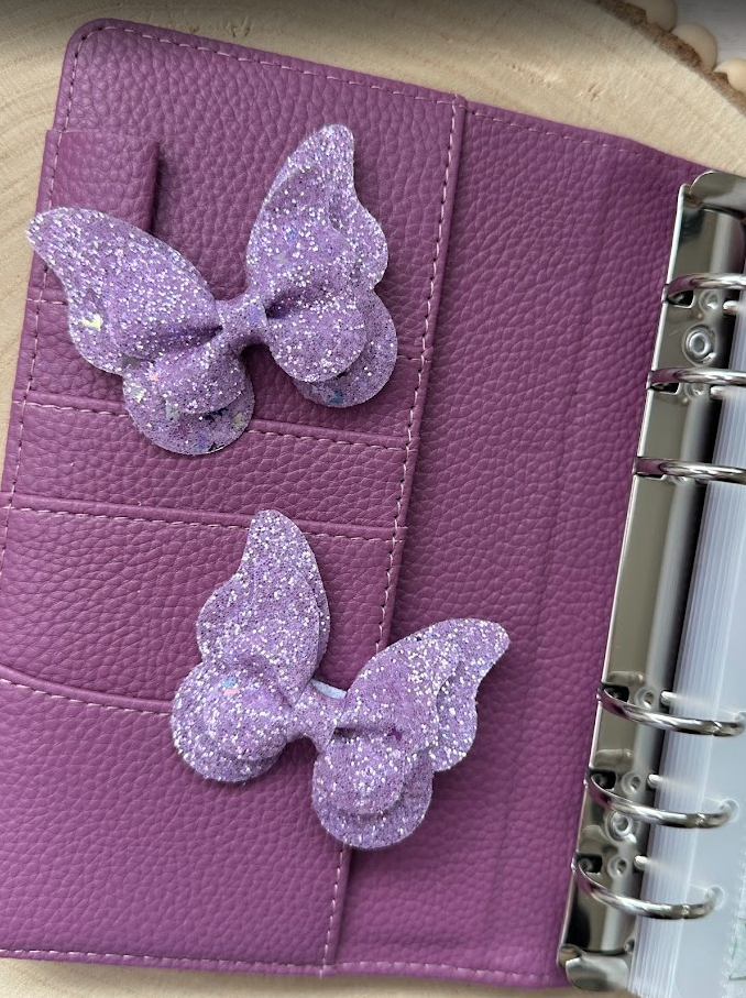 Décoration classeur budget – Papillon pailleté (15 couleurs) – Accessoire planner, agenda et organisation