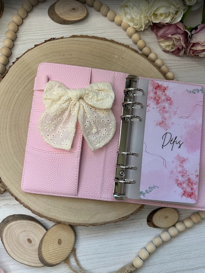 Décoration classeur budget – Grand nœud en dentelle (6 couleurs) – Accessoire planner et organisation