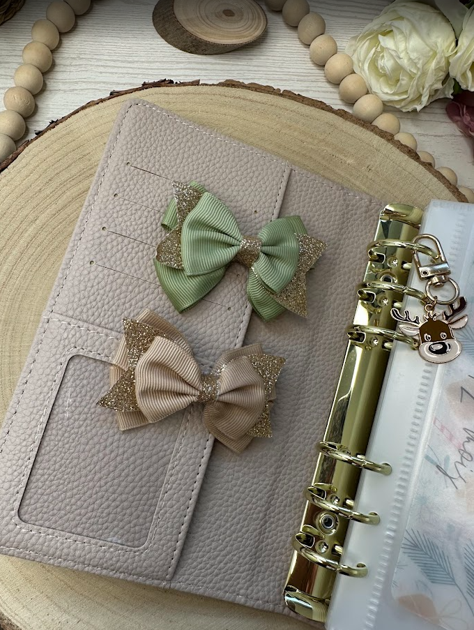 Décoration classeur budget – Nœud pailleté en tissu (5 couleurs) – Accessoire planner et organisation
