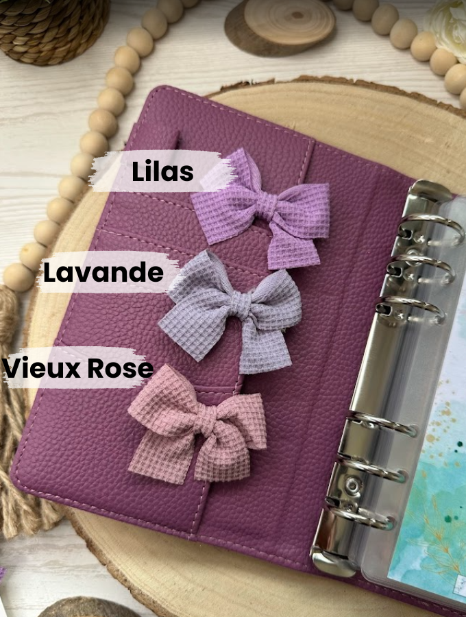 Décoration classeur budget – Nœud en tissu (12 couleurs) – Accessoire planner, agenda et organisation