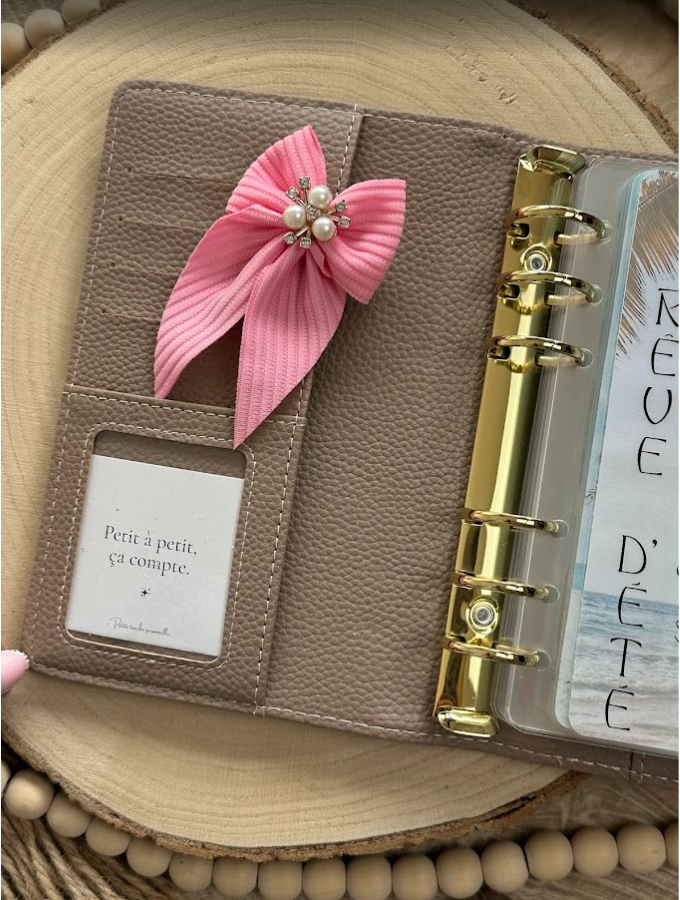 Grand nœud bijou perlé – Accessoire chic pour planner ou classeur budget (plusieurs coloris)