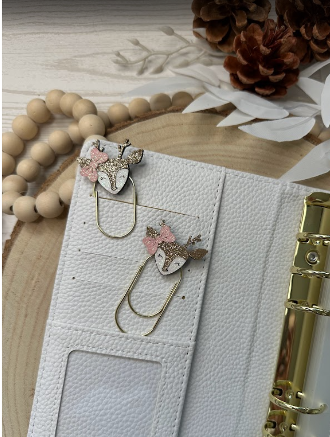 Trombone décoratif biche pailletée – Grand format – Accessoire classeur, planner et papeterie