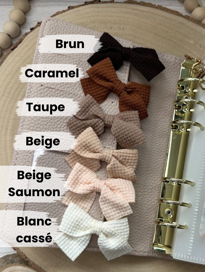 Décoration classeur budget – Nœud en tissu (12 couleurs) – Accessoire planner, agenda et organisation