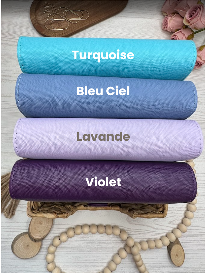 Classeur budget A6 – Collection Élise – Simili cuir vegan texturé, anneaux dorés 30 mm