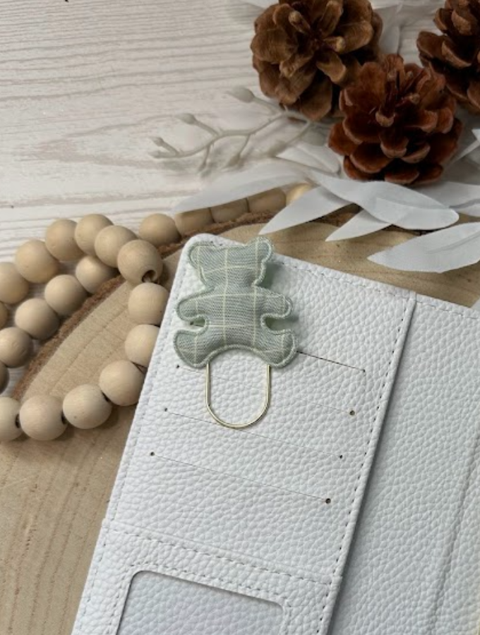 Trombone fantaisie ourson tissu – Accessoire décoratif mignon pour classeur budget, agenda ou papeterie kawaii