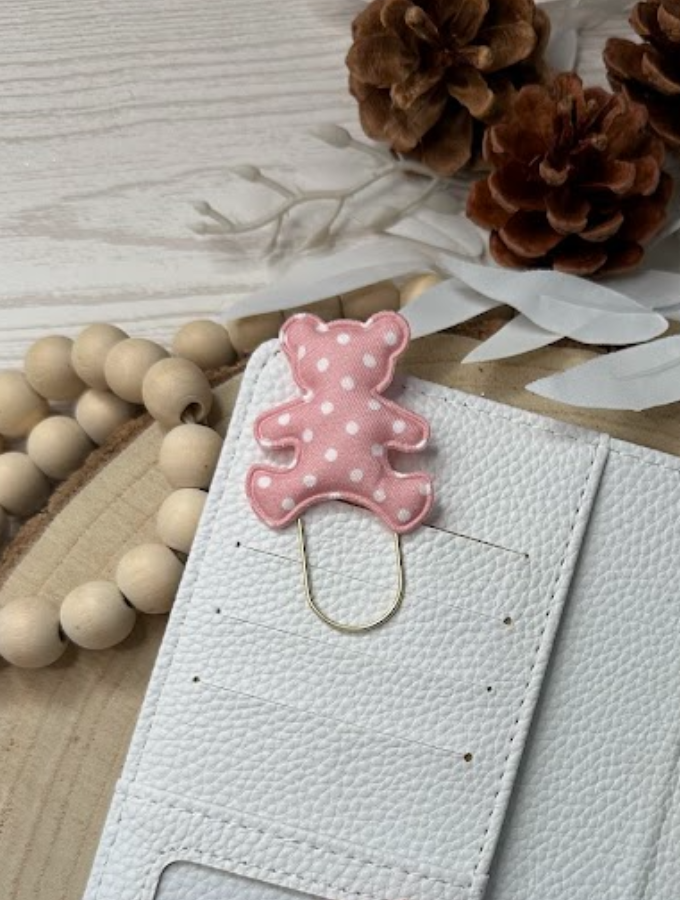 Trombone fantaisie ourson tissu – Accessoire décoratif mignon pour classeur budget, agenda ou papeterie kawaii