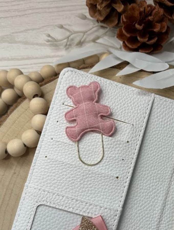 Trombone fantaisie ourson tissu – Accessoire décoratif mignon pour classeur budget, agenda ou papeterie kawaii