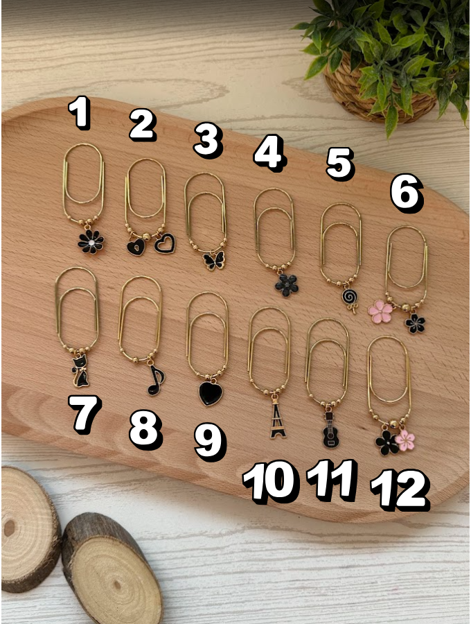 Trombone fantaisie doré avec charm – Accessoire décoratif chic pour classeur budget, agenda ou papeterie