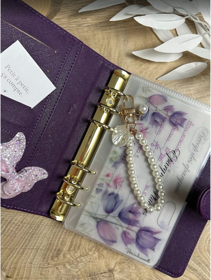 Porte-clés perles blanches – Élégance et douceur – Accessoire raffiné pour classeur budget ou trousseau