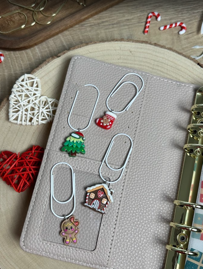 Lot de 4 trombones de Noël – Accessoires festifs pour planner ou classeur budget