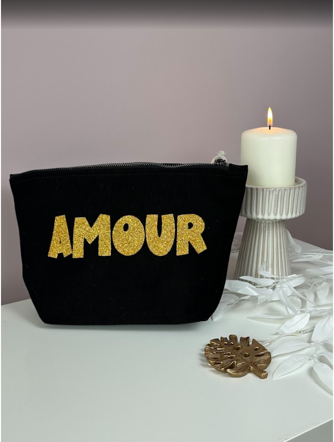 Pochette “Amour” en coton épais – 3 couleurs – Taille S ou M