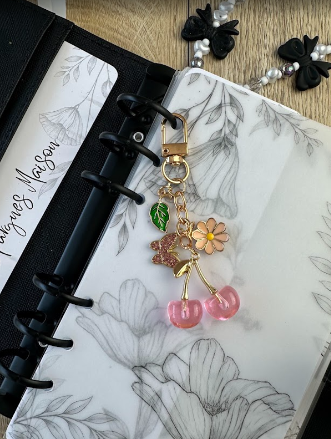 🍒 Porte-clés « Cerise Gourmande » – Bijou de classeur