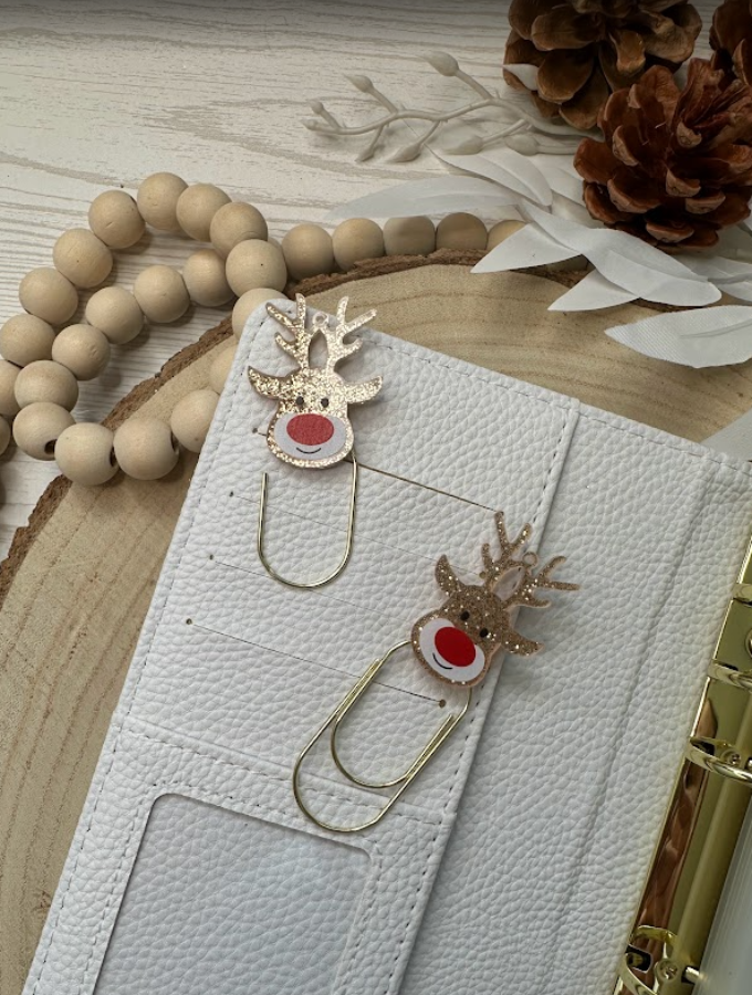 Trombone renne de Noël – Grand format décoratif – Accessoire classeur, planner et papeterie festive