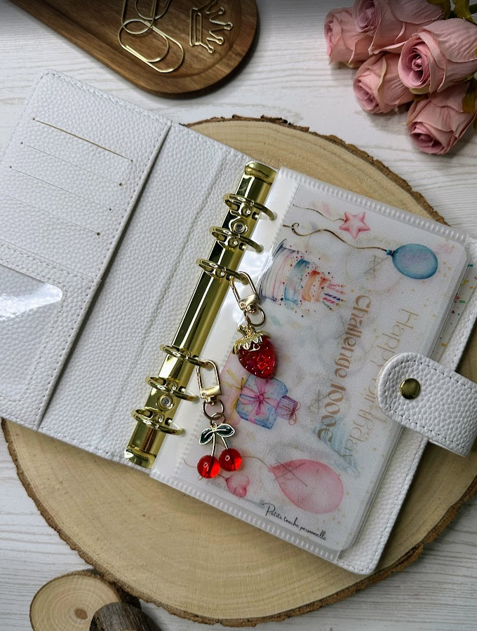 Lot 2 porte-clés fruits (fraise + cerise) – Charms décoratifs pour classeur budget, agenda ou trousseau de clés