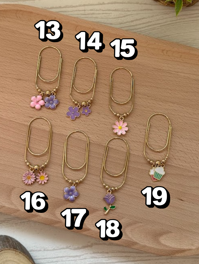 Trombone fantaisie doré avec charm – Accessoire décoratif chic pour classeur budget, agenda ou papeterie