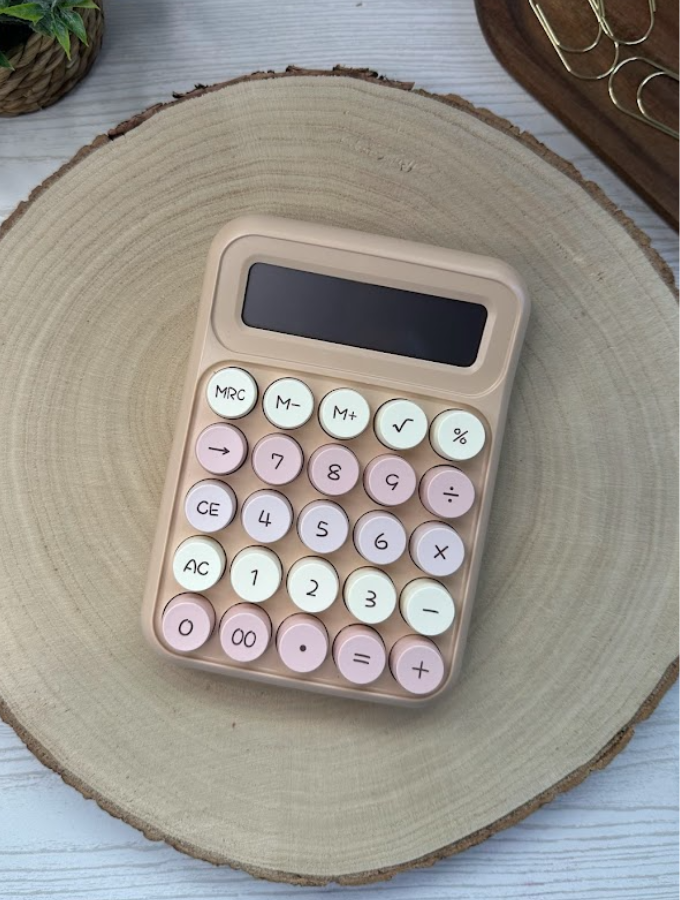 Calculatrice pastel multicolore – Accessoire kawaii et pratique pour bureau, budget et papeterie