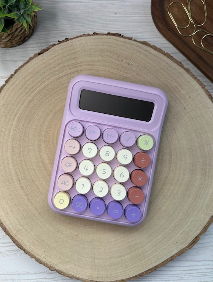 Calculatrice pastel multicolore – Accessoire kawaii et pratique pour bureau, budget et papeterie