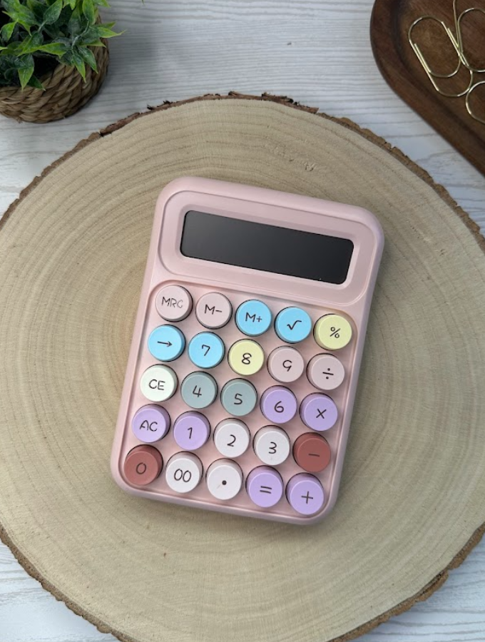Calculatrice pastel multicolore – Accessoire kawaii et pratique pour bureau, budget et papeterie