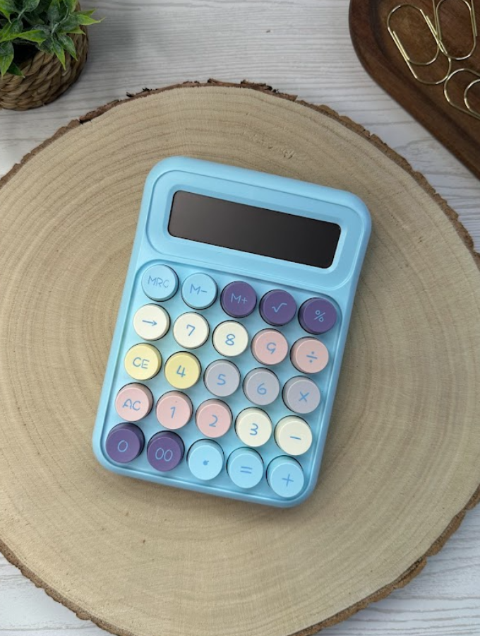 Calculatrice pastel multicolore – Accessoire kawaii et pratique pour bureau, budget et papeterie