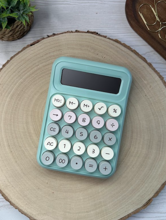 Calculatrice pastel multicolore – Accessoire kawaii et pratique pour bureau, budget et papeterie