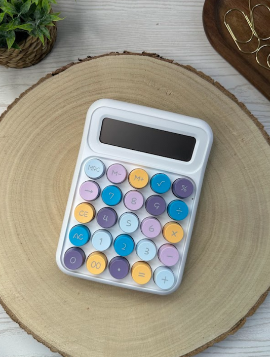 Calculatrice pastel multicolore – Accessoire kawaii et pratique pour bureau, budget et papeterie