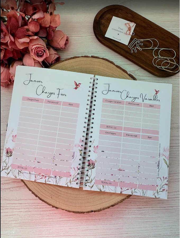 Budget Planner 2026 – Collection Lilie | Agenda financier A5 à spirale pour suivre revenus, dépenses & épargne
