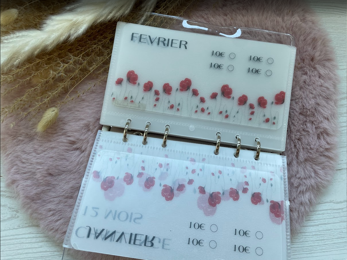 Challenge 12 mois Coquelicots | Défi épargne budget annuel plastifié A6